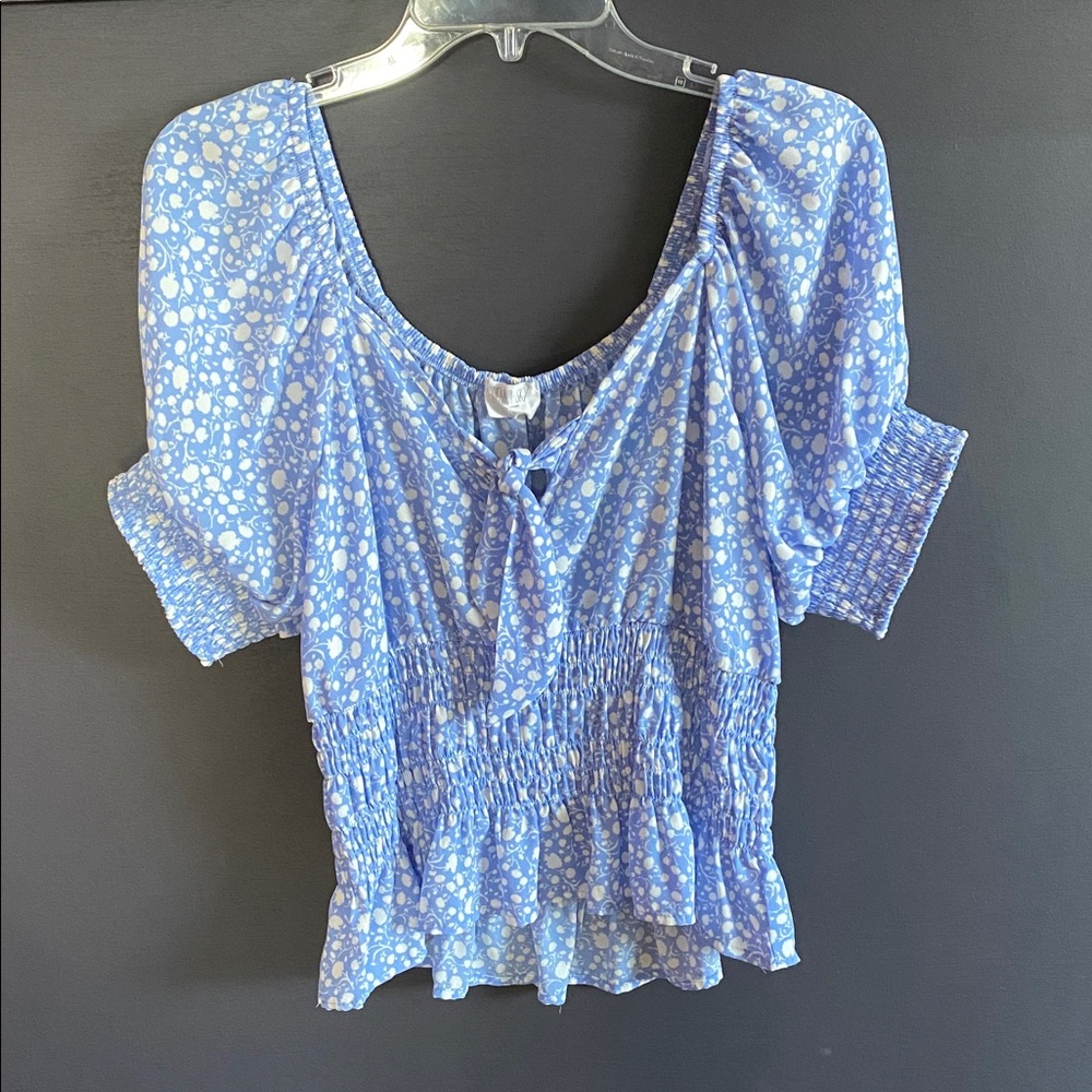 Sienna Sky Light Blue Patterned Blouse
